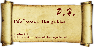 Pákozdi Hargitta névjegykártya